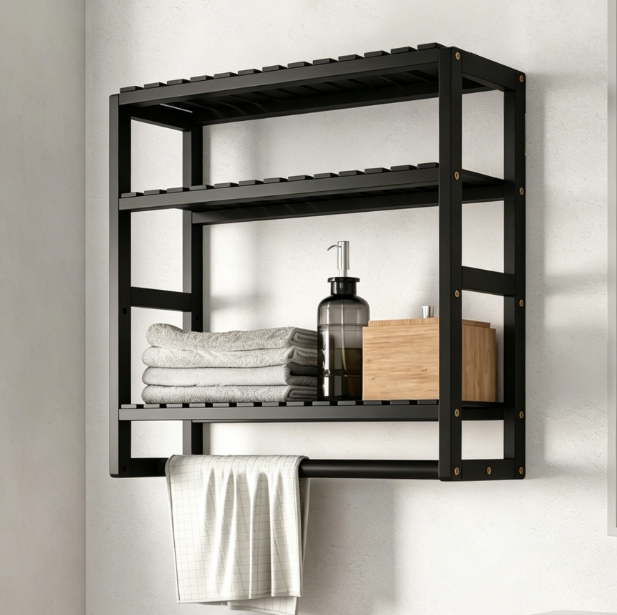 3-Tier Toilet Storage Rack with Tissue Holder, No-Drill Bathroom Organizer - Image 2