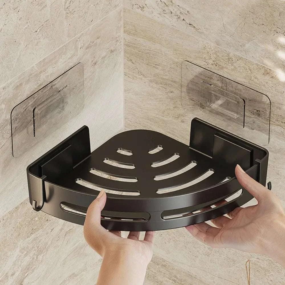 No-Drill Bathroom Corner Shelf, Rust-Resistant Metal Shower Storage Organizer