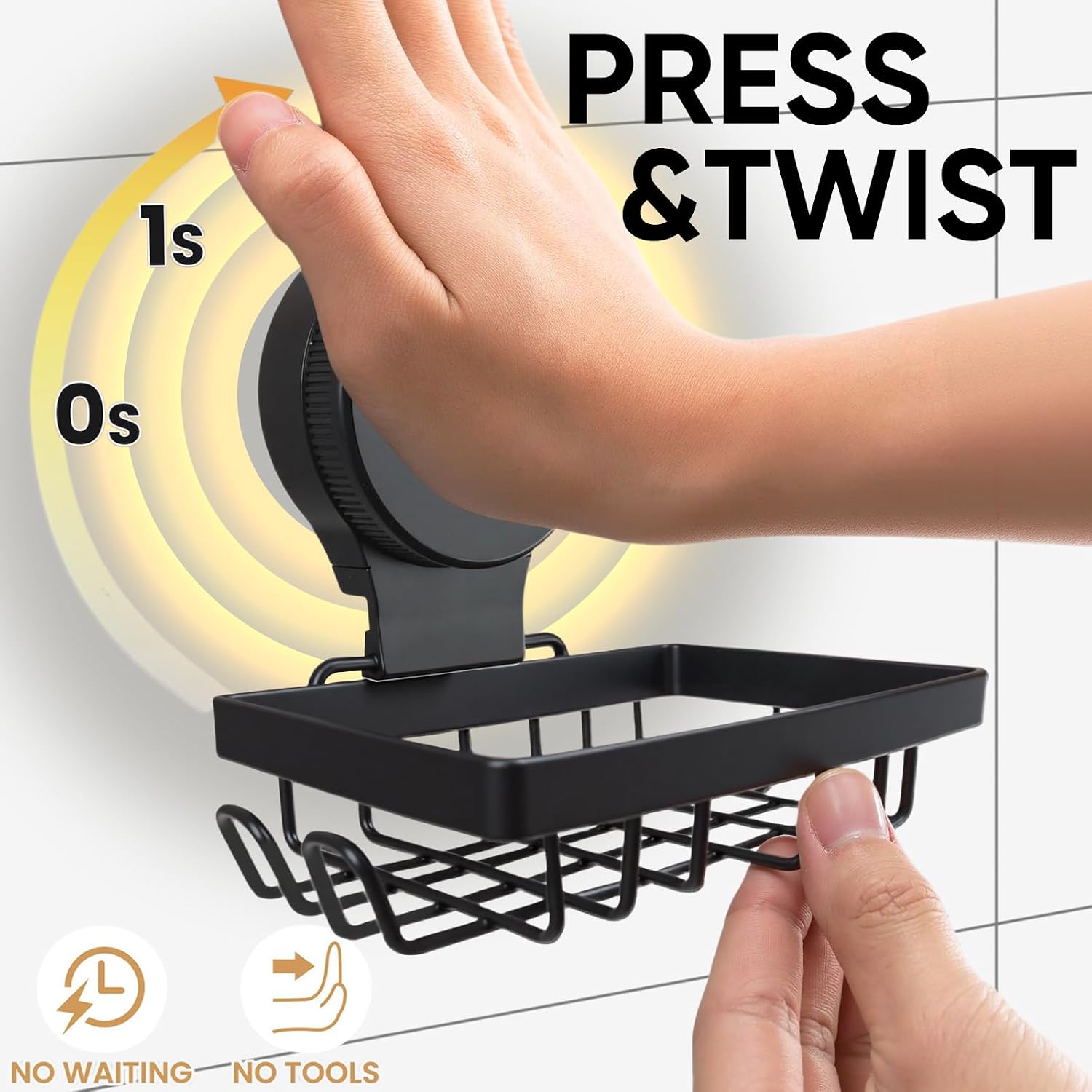 No-Drill Suction Cup Soap Holder, Draining Bathroom Soap Storage Tray - Image 2