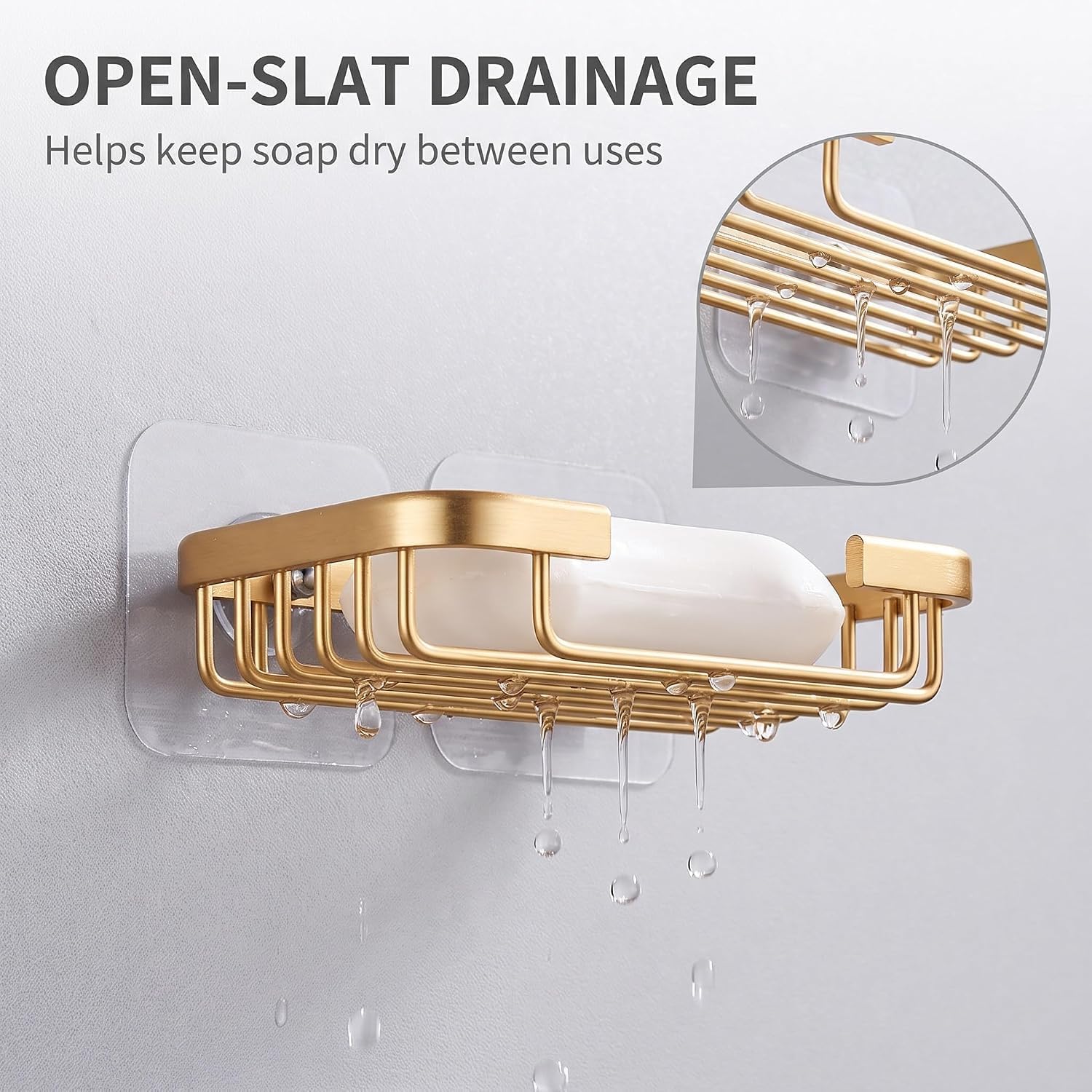 No-Drill Wall-Mounted Soap Holder, Rust-Resistant Adhesive Soap Dish with Drainage Design - Image 2