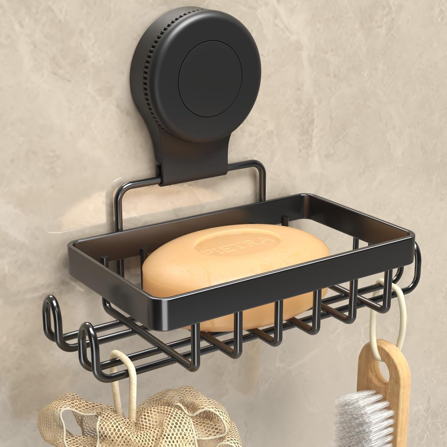 No-Drill Suction Cup Soap Holder, Draining Bathroom Soap Storage Tray