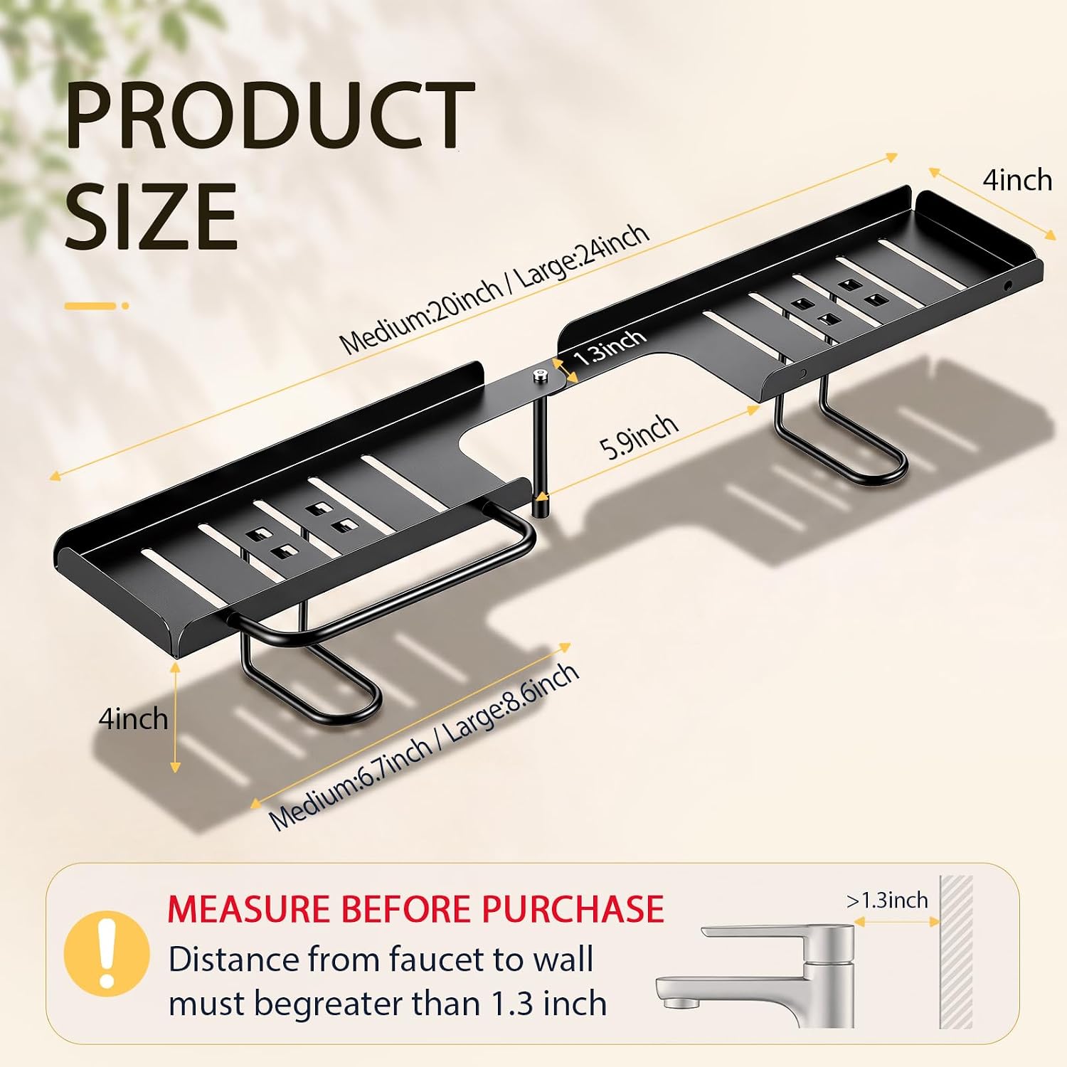 Rotatable Faucet Storage Shelf, Bathroom Sink Organizer with Towel Bar - Image 2